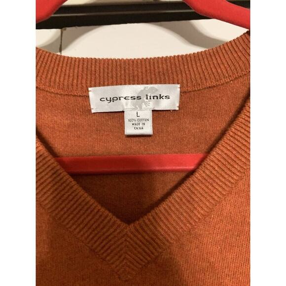 Cypress Links Sweater Vest Mens Large Burnt Orange Cotton Classic Preppy Golf - Picture 4 of 6